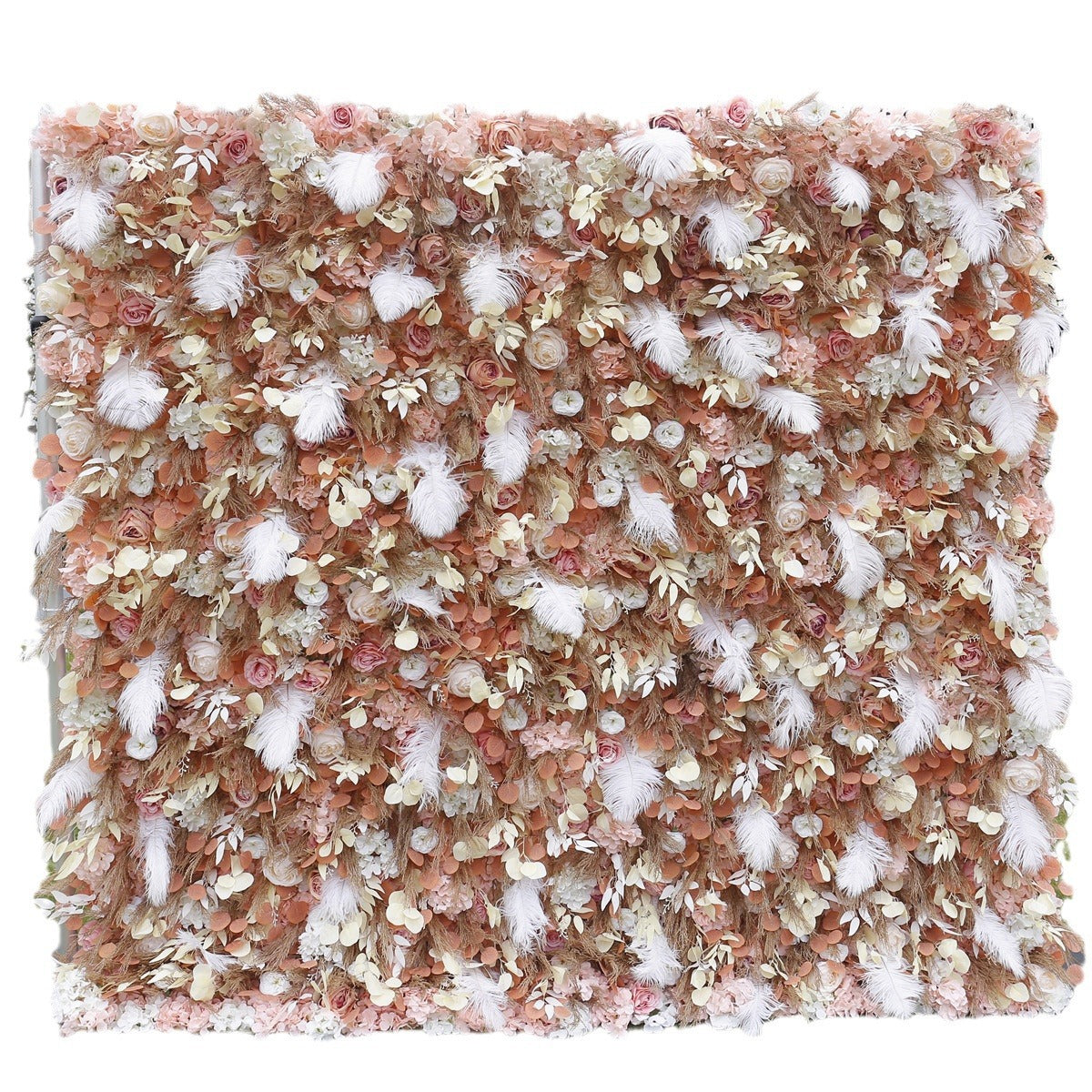 Atlasflowerswall 5D Frost Feather Fabric Flower Wall Backdrop for Event and Celebration Decor