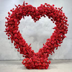 Atlasflowerswall 8x8ft Heart Shaped Red Roses Floral Arch Set Proposal Wedding Party Decor