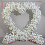 Atlasflowerswall 8x8ft 5D Heart Shaped White Roses Floral Fabric Backdrop Proposal Wedding Party Decor