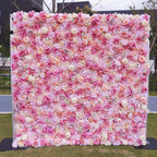 Atlasflowerswall Luxury 3D Blush Pink Rose Mixed Flower Wall Backdrop for Wedding & Event Decor
