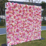 Atlasflowerswall Luxury 3D Blush Pink Rose Mixed Flower Wall Backdrop for Wedding & Event Decor