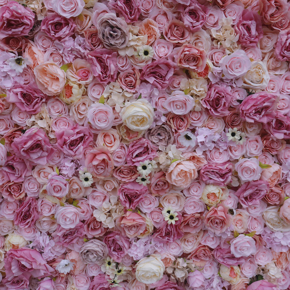 Atlasflowerswall Luxury 3D Blush Pink Rose Mixed Flower Wall Backdrop for Wedding & Event Decor