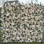 Atlasflowerswall Luxury 5D Blush Pink & Ivory Rose Artificial Flower Wall Backdrop Wedding Party Decor