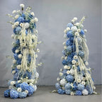 Luxury Blue Hydrangea Wedding Arch Flower Pillar Arrangement for Ceremony Decor