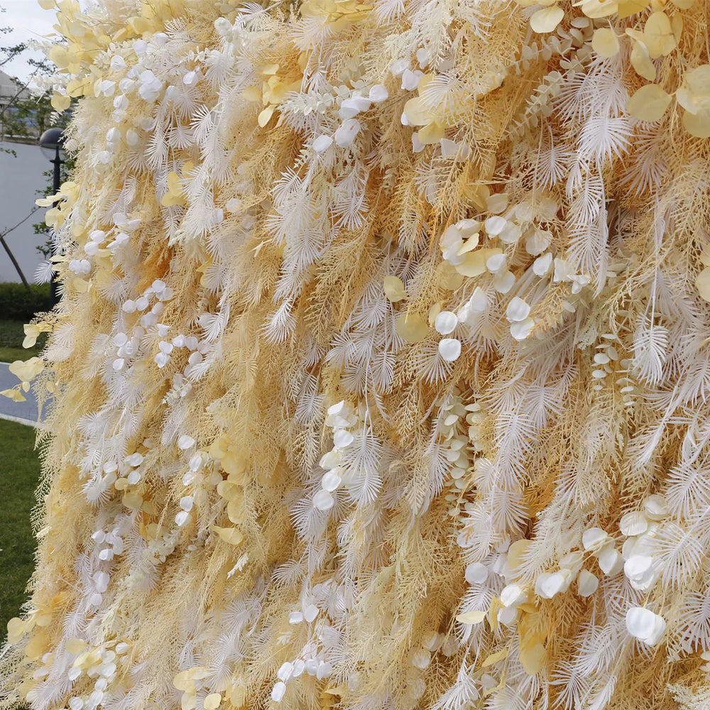 Luxury Pampas Grass Wall Backdrop with Artificial Greenery 