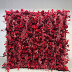 Atlasflowerswall Luxury Red Rose Hanging Artificial Flower Wall Backdrop for Wedding & Event Decor
