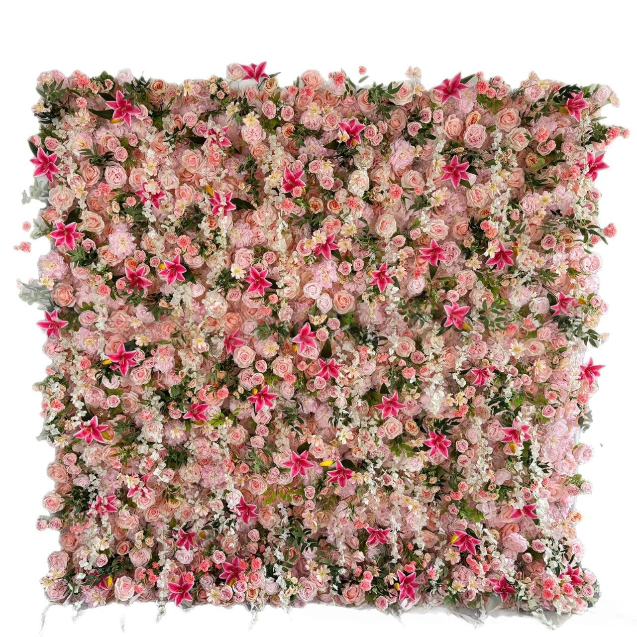 Atlasflowerswall 5D Pink Fabric Rolling Up Curtain Floral Backdrop For Wedding Party Decor