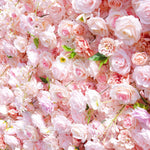 Atlasflowerswall 8ft*8ft Pink Rose Fabric Artificial Rolling Up Curtain Flower Wall