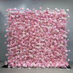 Atlasflowerswall 5D Pink Silk Rose Flower Wall Backdrop for Wedding Party Decor