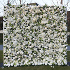 Premium 5D White Rose & Hydrangea Flower Wall Greenery Backdrop for Wedding Event Decor