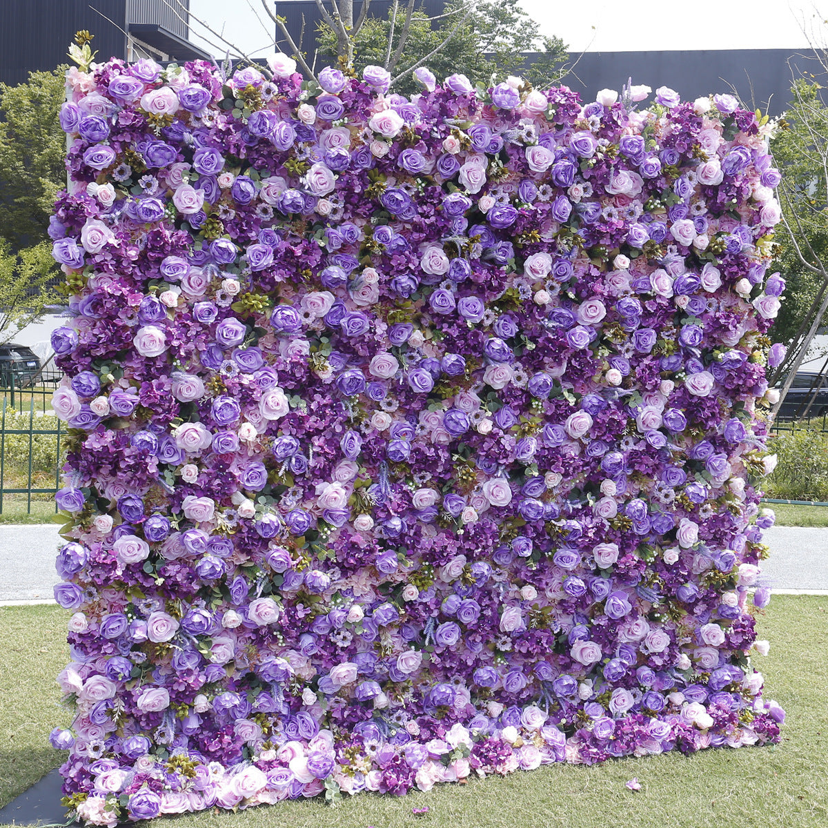 Atlasflowerswall 5D Purple Rose and Hydrangea Flower Wall Recessed Wedding Party Decoration Background
