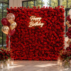 Atlasflowerswall 5D Silk Red Rose Roller Blind Flower Wall for Wedding Party Decor