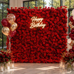 Atlasflowerswall 5D Silk Red Rose Roller Blind Flower Wall for Wedding Party Decor