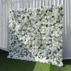 Atlasflowerswall 5D White & Champagne Rose Artificial Flower Wall Wedding Backdrop