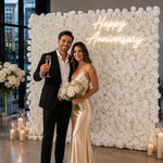 Atlasflowerswall 5D White Rose Fabric Artificial Flower Wall Wedding Event Backdrop