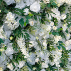 5D White Rose Green Leaf Flower Wall Backdrop for Event & Party Decoration