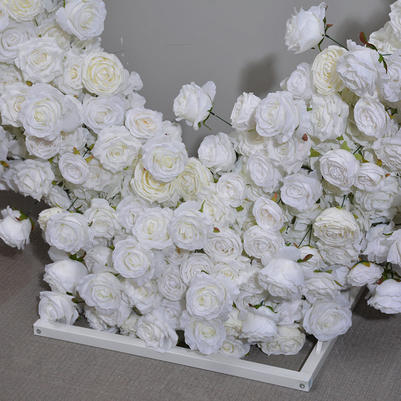 Atlasflowerswall White Rose Heart Arch for Proposal & Wedding Backdrop