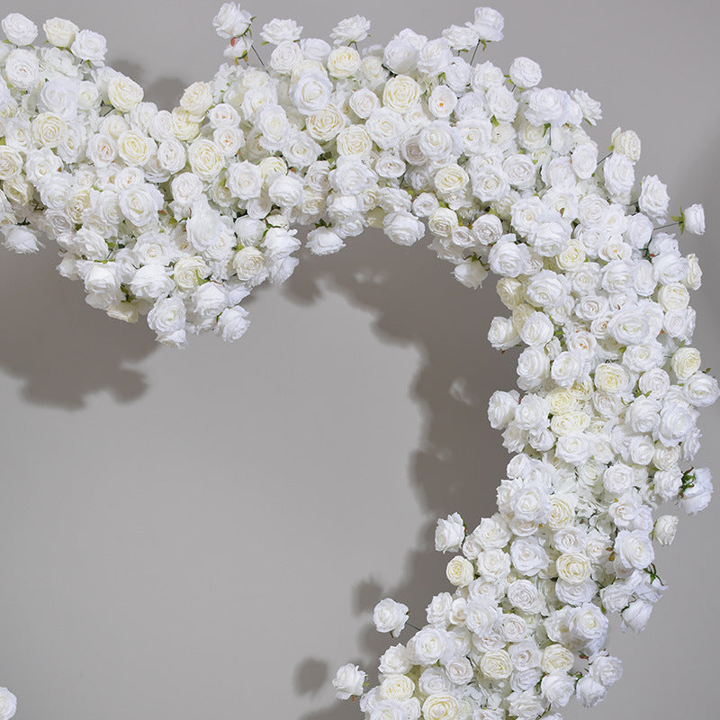 Atlasflowerswall White Rose Heart Arch for Proposal & Wedding Backdrop