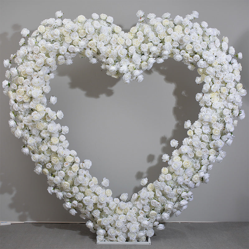 Atlasflowerswall White Rose Heart Arch for Proposal & Wedding Backdrop