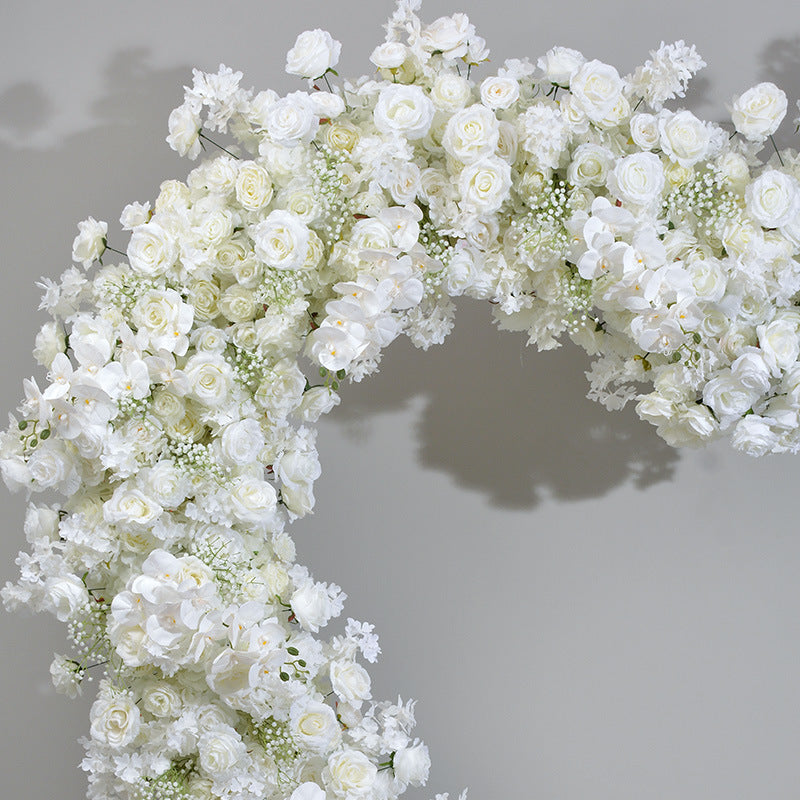 Atlasflowerswall White Rose Heart Shape Arch Fabric Backdrop Proposal Engagement Decor