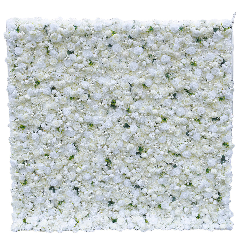Atlasflowerswall 5D White Simulation Fabric Floral Wall Backdrop Wedding Decoration Outdoor Event Setup