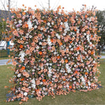 5D Autumn Orange Floral Artificial Flower Wall Backdrop for Wedding & Event Decor