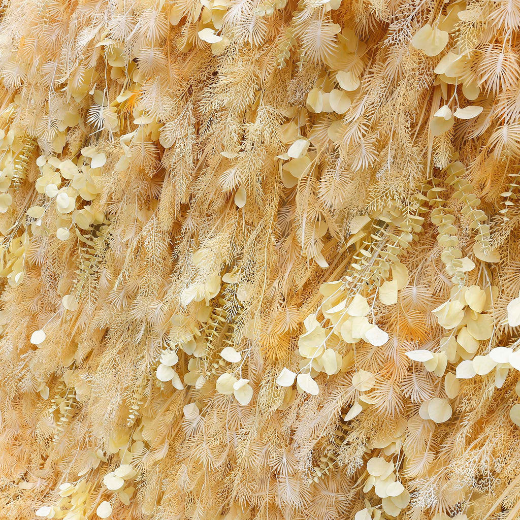 5D Beige Feather Pampas Grass Flower Wall Backdrop for Party Event Decor