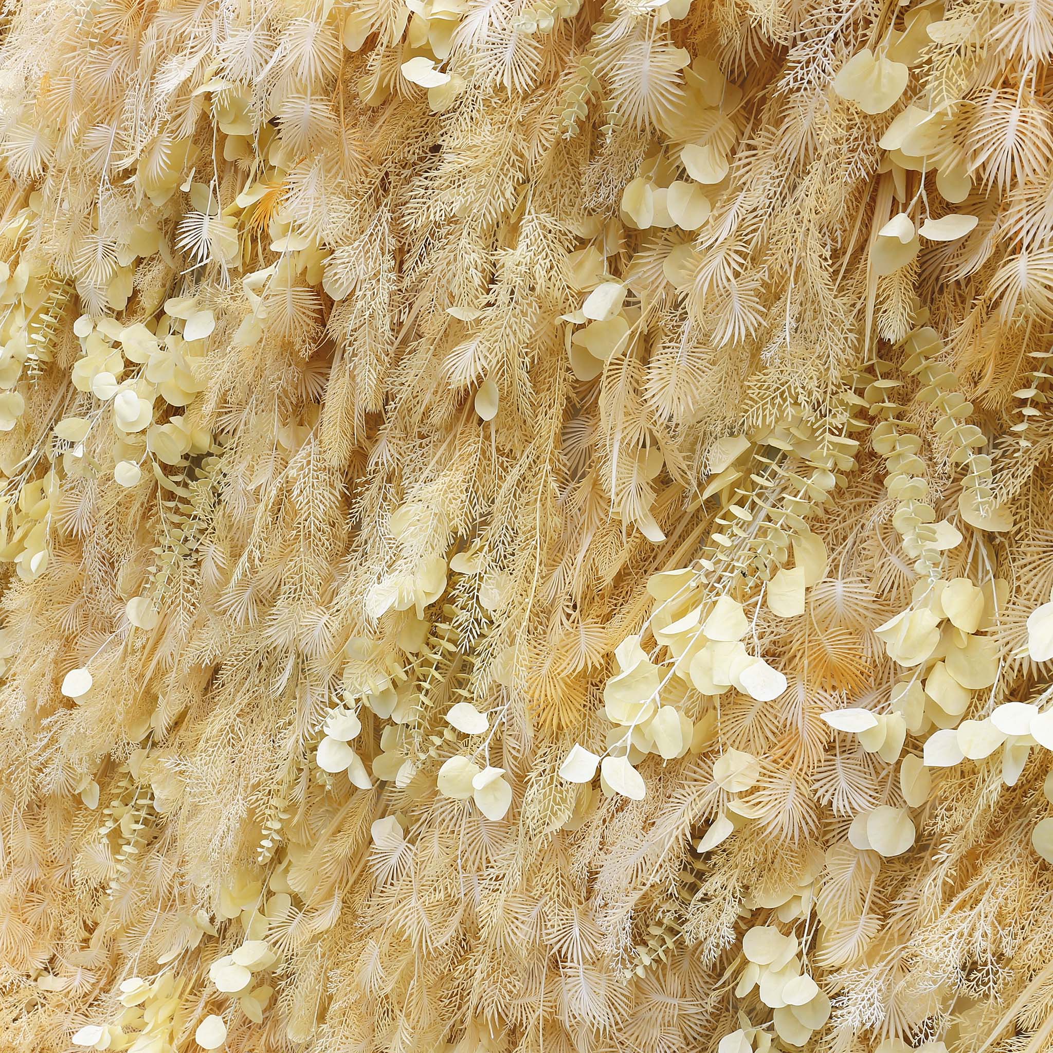 5D Beige Feather Pampas Grass Flower Wall Backdrop for Party Event Decor