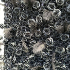 5D Black Feather Rose Artificial Flower Wall Backdrop for Event & Party Decoration