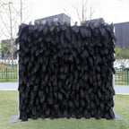 Luxury Black Ostrich Feather Wall Backdrop Roll Up Cloth Decor