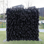 Luxury Black Ostrich Feather Wall Backdrop Roll Up Cloth Decor