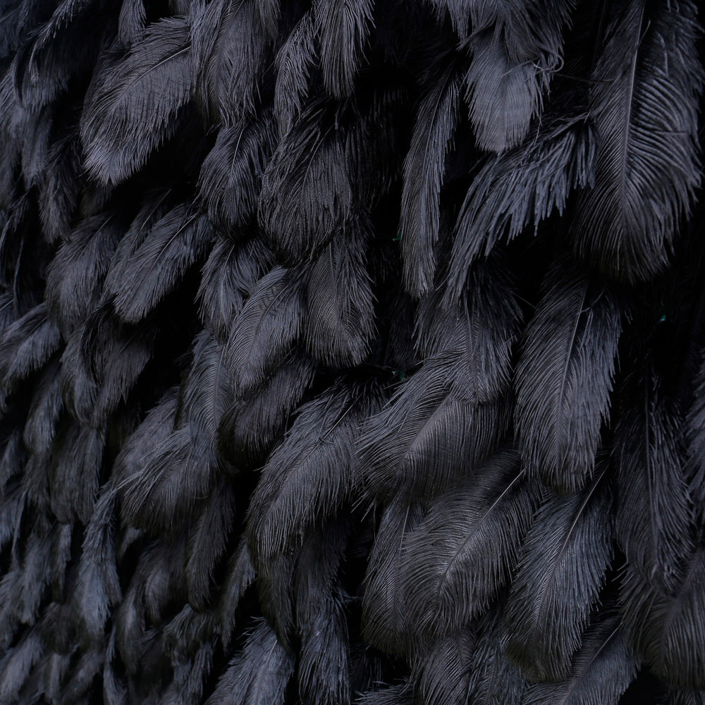 Luxury Black Ostrich Feather Wall Backdrop Roll Up Cloth for Wedding Party Decor
