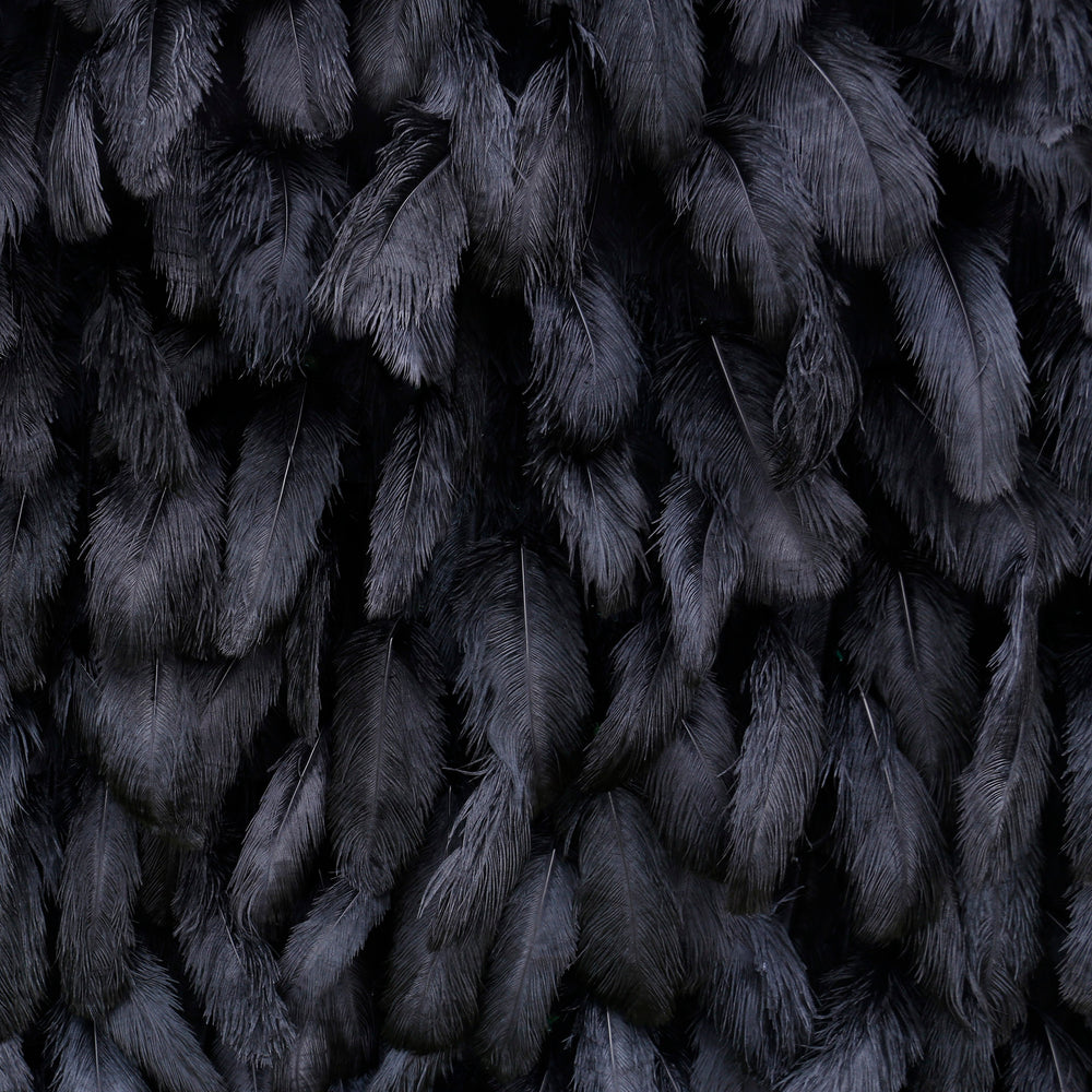 Luxury Black Ostrich Feather Wall Backdrop Roll Up Cloth for Wedding Party Decor