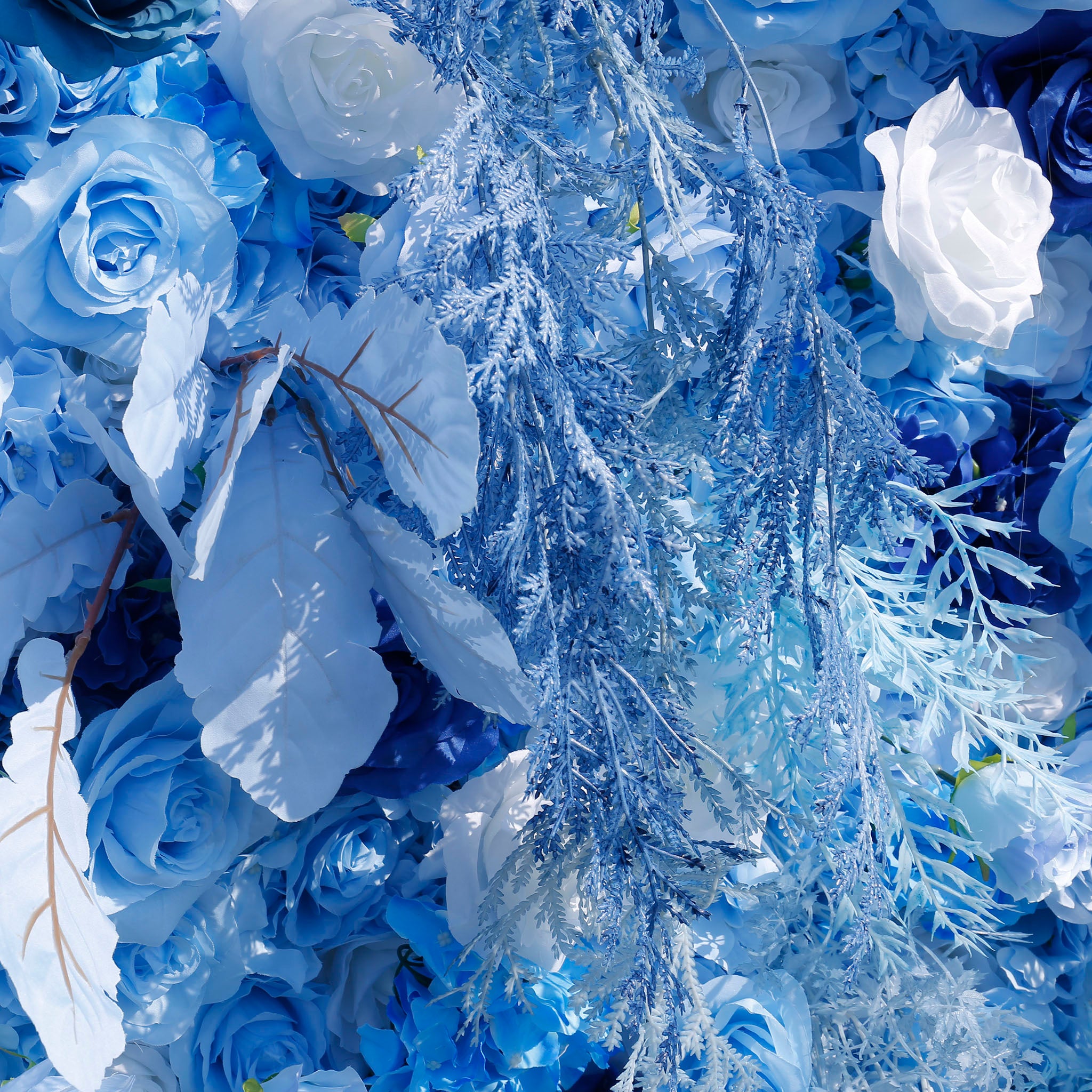 5D Blue Rose Flower Wall Backdrop with Fabric Backing for Wedding Party