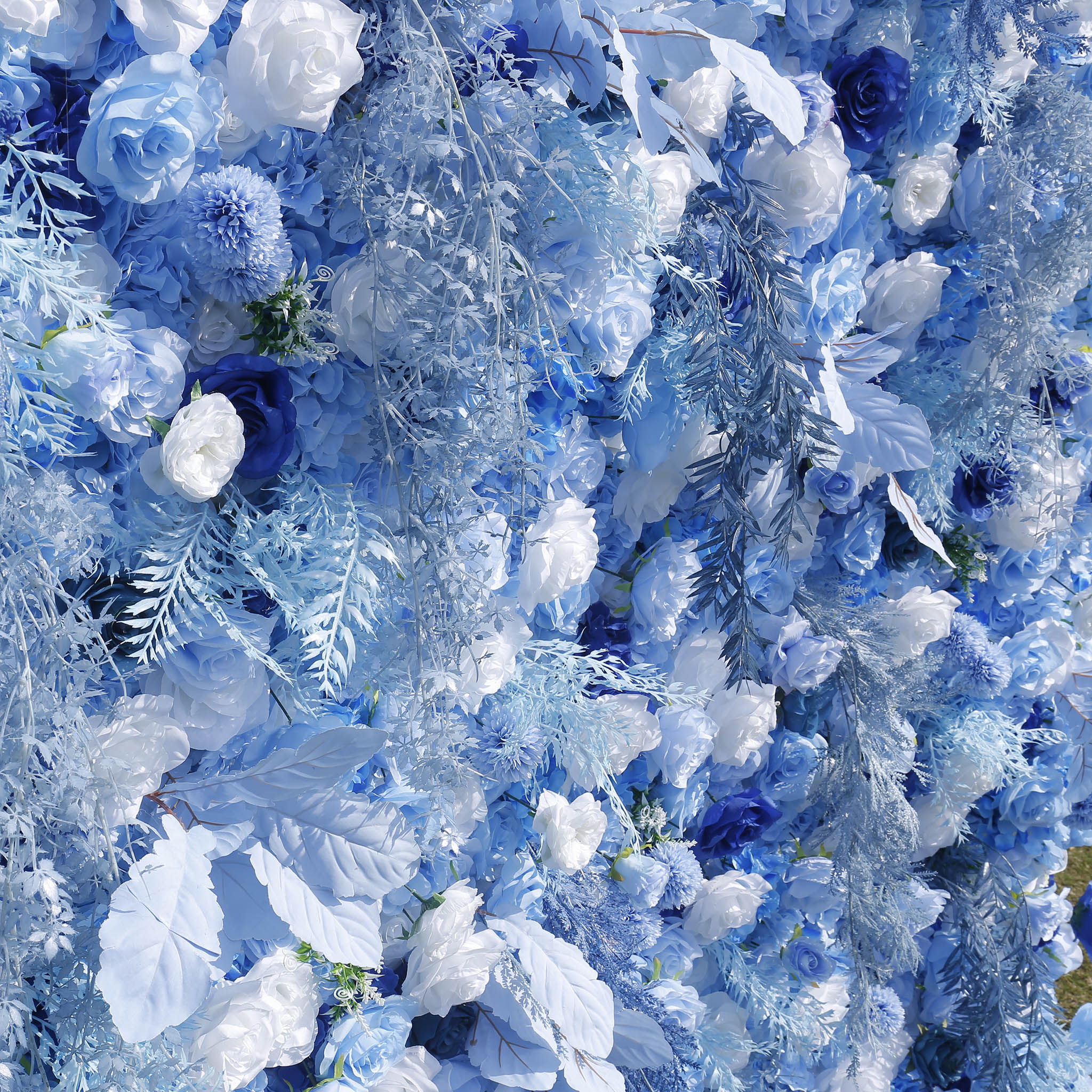 5D Blue Rose Flower Wall Backdrop with Fabric Backing for Wedding Party