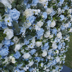 5D Blue & White Rose Artificial Flower Wall Backdrop for Wedding Event Decor