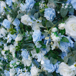 5D Blue & White Rose Artificial Flower Wall Backdrop for Wedding Event Decor