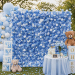 5D Blue & White Rose Artificial Flower Wall Backdrop for Wedding Party Decor
