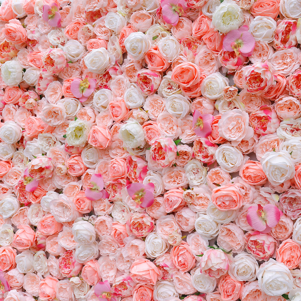 Atlasflowerswall 3D Blush Pink & White Rose Flower Wall Backdrop for Wedding Event Decor