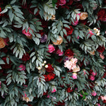 5D Burgundy Pink Rose Mixed Flower Wall Backdrop