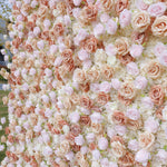 3D Champagne Blush Rose Flower Wall Backdrop for Wedding Party & Photo Booth