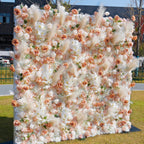 Champagne Rose Feather Flower Wall Backdrop Artificial Floral Curtain