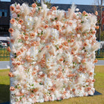 Champagne Rose Feather Flower Wall Backdrop Artificial Floral Curtain