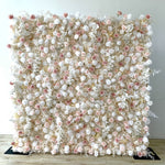 Atlasflowerswall 5D Champagne White Rose Fabric Flower Wall Backdrop for Event & Party Décor