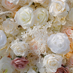 Atlasflowerswall 5D Champagne White Rose Fabric Flower Wall Backdrop for Event Party Decor