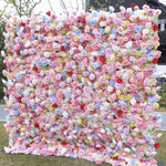 5D Colorful Mixed Rose Flower Wall Backdrop for Event Party Decoration