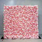 Peach Pink & Champagne Rose Hydrangea Roll Up Flower Wall Backdrop