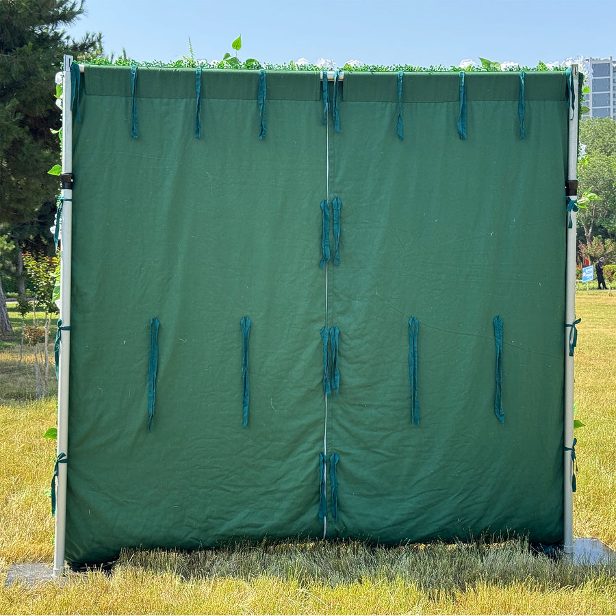 White rose flower wall rolling up like a curtain for easy, crease-free storage