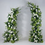 Atlasflowerswall Green Artificial Flower Arch Set with Floral Pillars for Wedding & Proposal Decor