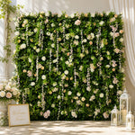 Green Leaf Rolling Up Curtain Flower Wall